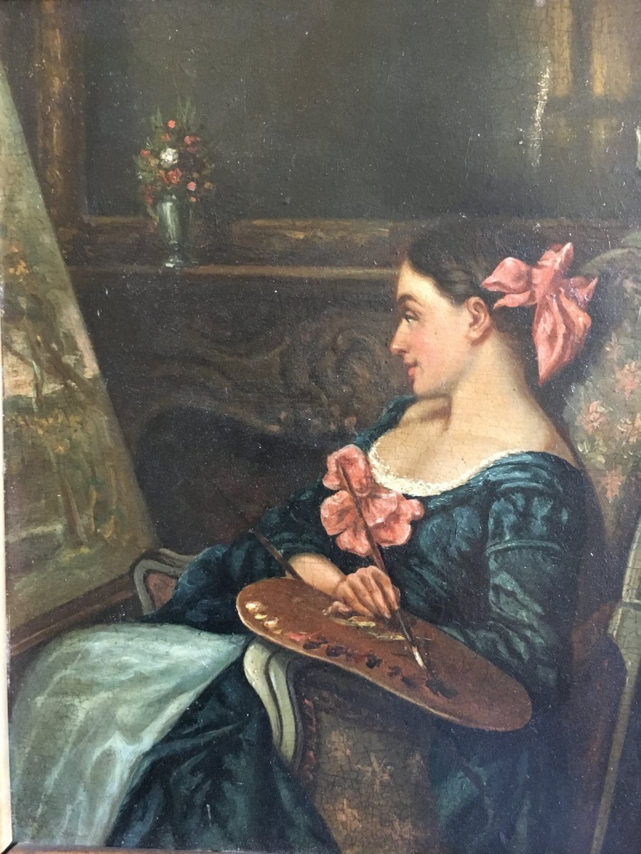 Portrait De Femme Artiste Au Chevalet