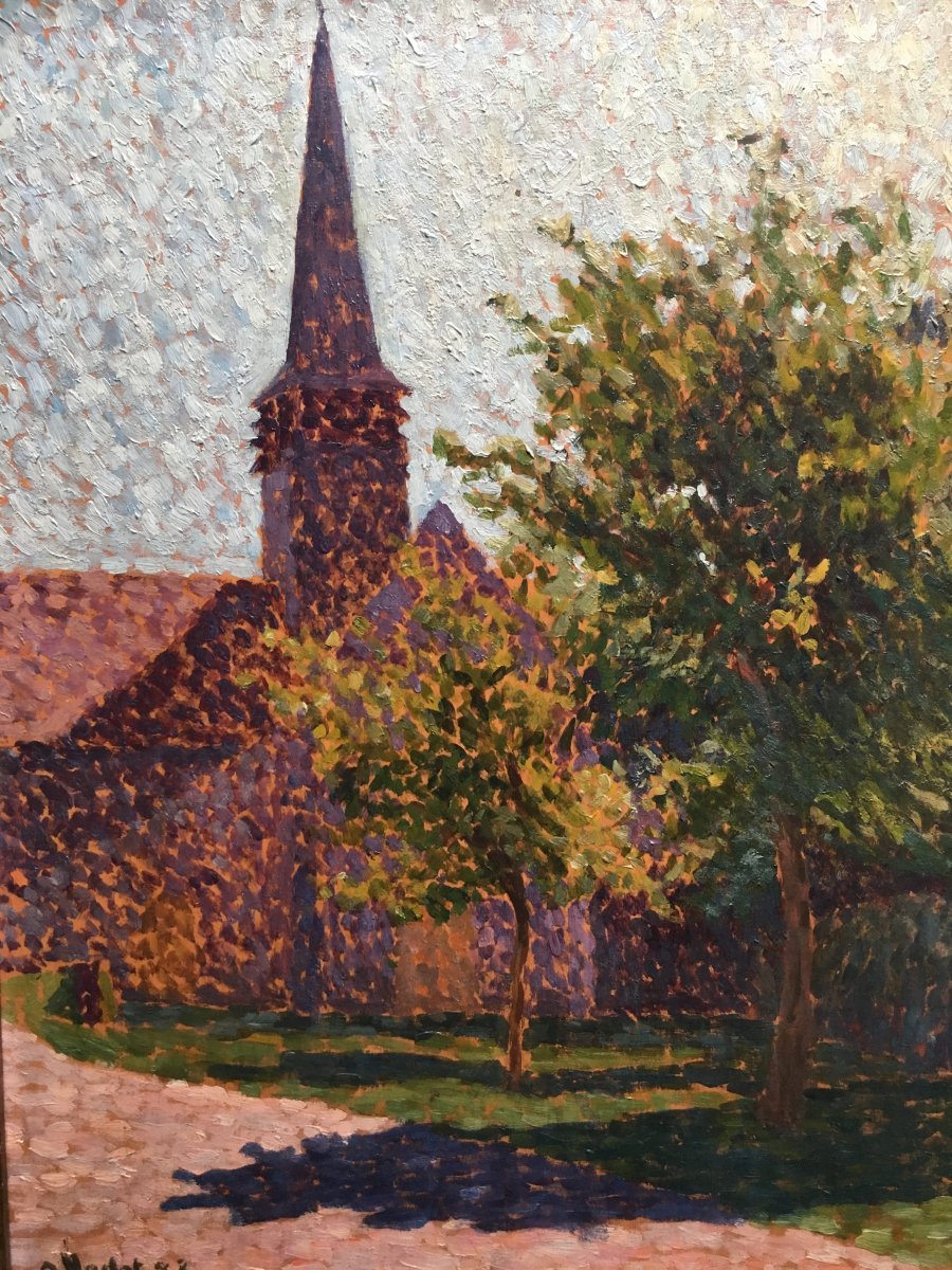 Paysage Pointilliste Signé Nadot, 1928