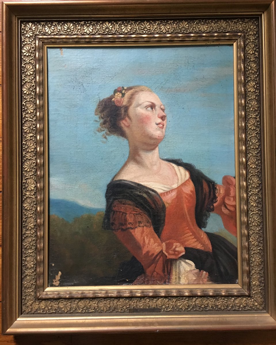 Huile Sur Toile Portrait De Femme XIX ROQUEPLAN Camille -photo-2