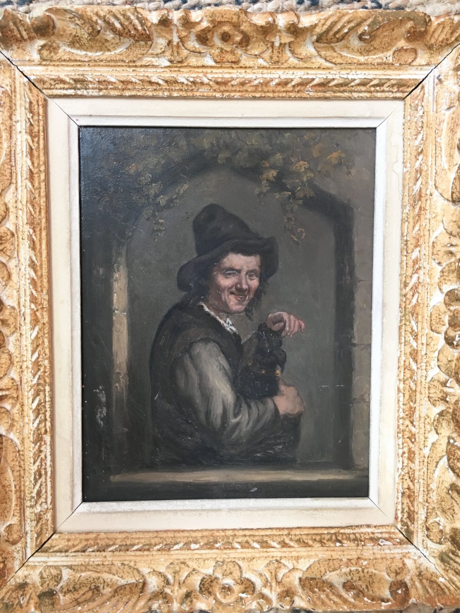Portrait Man With Dog Dutch School