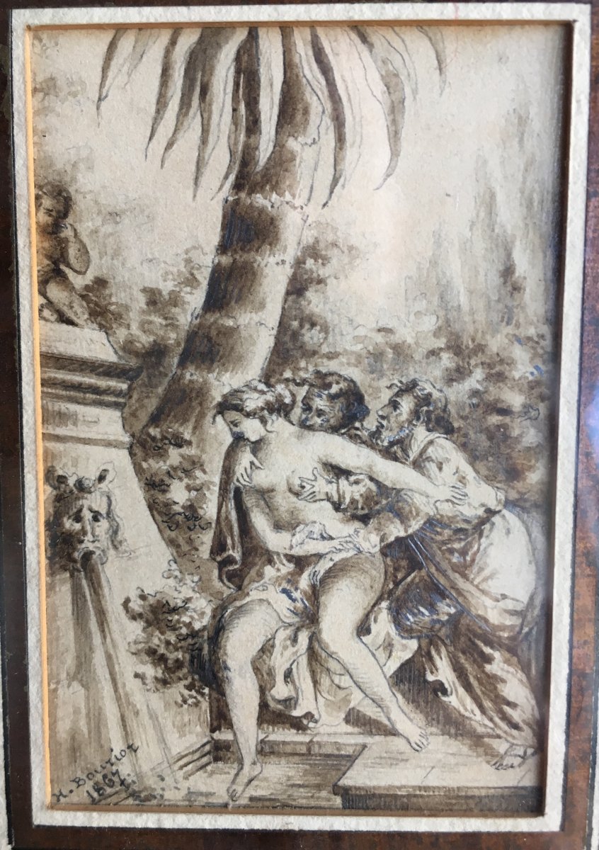 Dessin Ancien Curiosa Suzanne Et Les Vieillards 