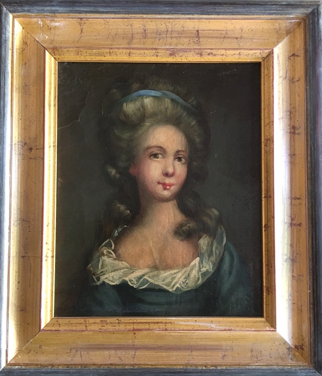 Portrait Of Young Girl Old XIX Noble Child
