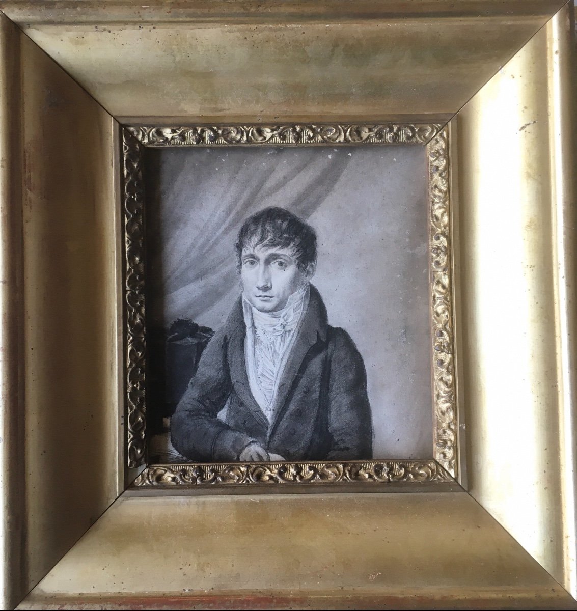 Portrait Of Man Empire XIXth Old Drawing-photo-2