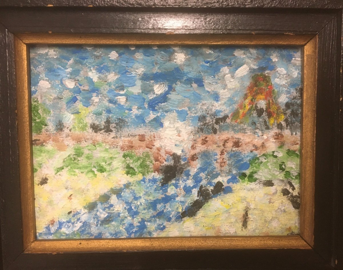 Pointillist Landscape Paris Quai De Seine