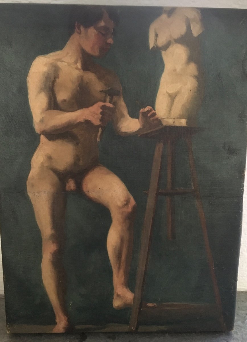 Nude Male Academic Portrait Mass Cumin Academic d'Homme
