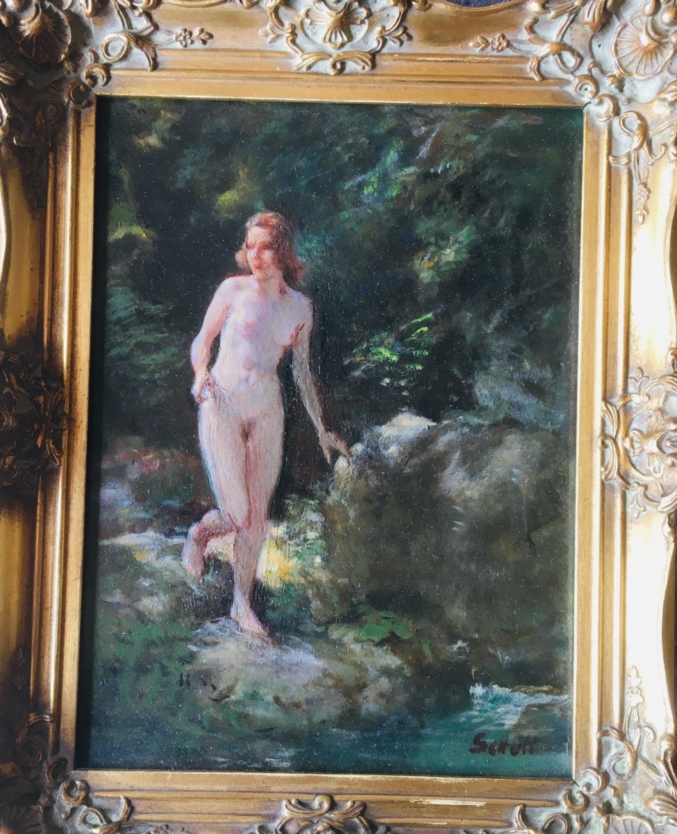 Portrait De Femme Au Bain Ruisseau Nu Nymphe