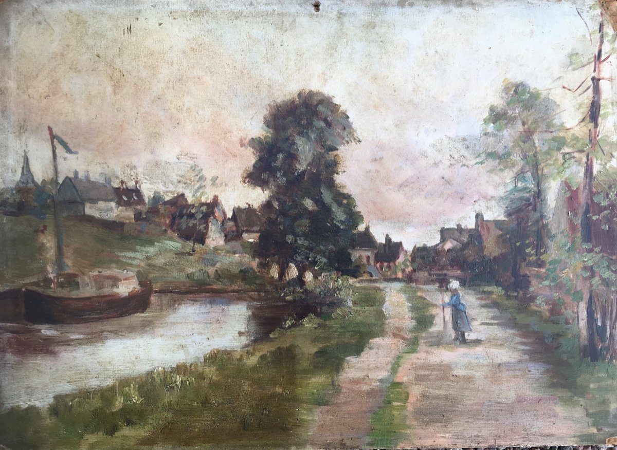 Paysage Impressionniste Ancien -photo-3