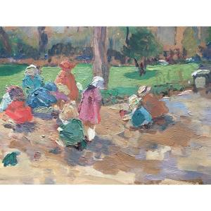 Children's Play Scene In An Impressionist Park