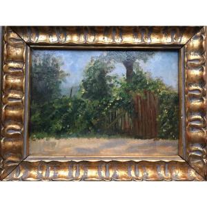 Paysage La Barrière De Jardin - Huile Impressionniste 