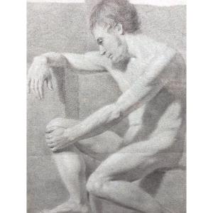 Old Drawing Male Nude Academic Academy Man
