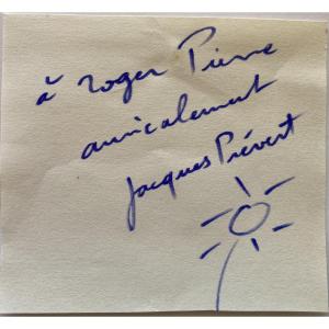 Dédicace avec petit dessin Jacques Prevert