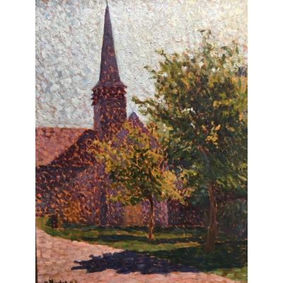 Paysage Pointilliste Signé Nadot, 1928