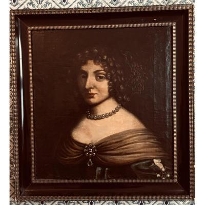 Portrait Femme Aux Bijoux XVIII XIX  Collier Noble