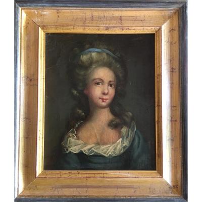 Portrait Of Young Girl Old XIX Noble Child