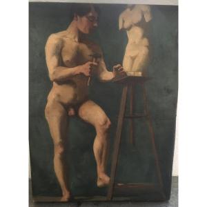 Nude Male Academic Portrait Mass Cumin Academic d'Homme