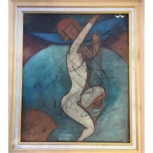 Nude Cubist Art Deco Dancer Abstract