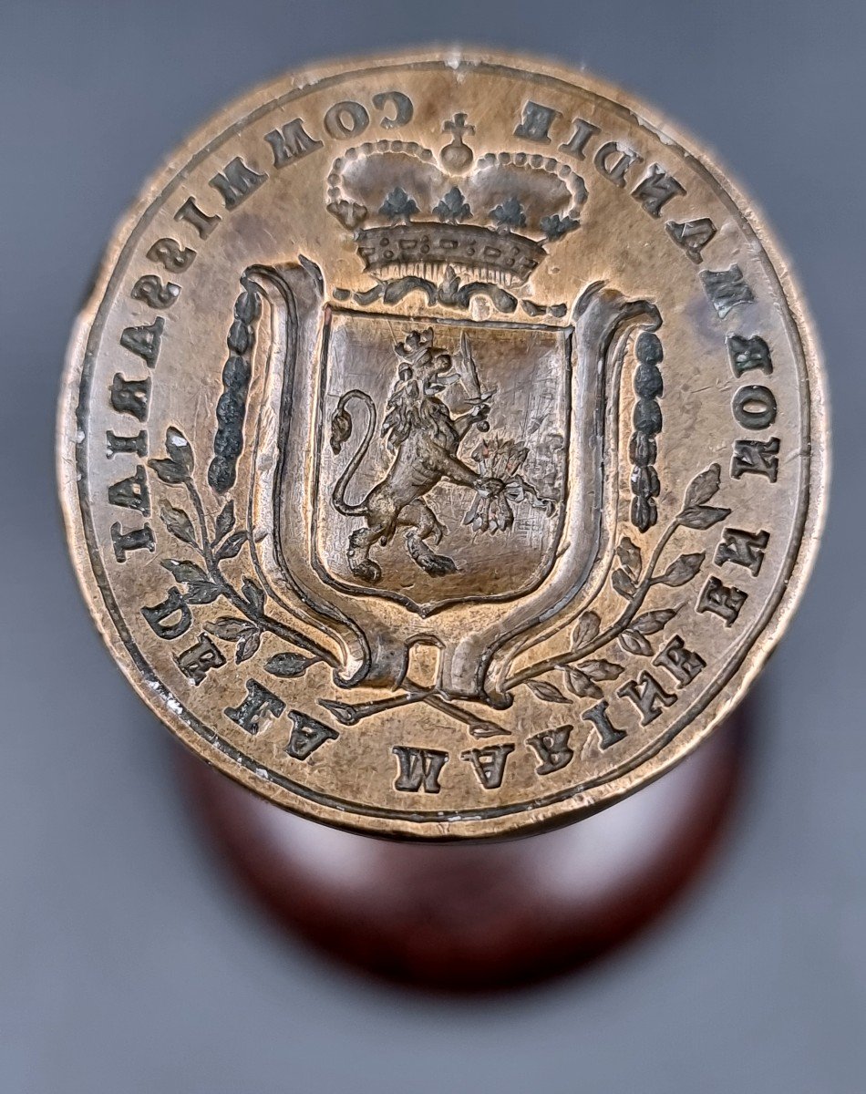 Rare Seal Stamp Commissariat Of The Navy In Normandy Netherlands Turned Wood Handle-photo-2