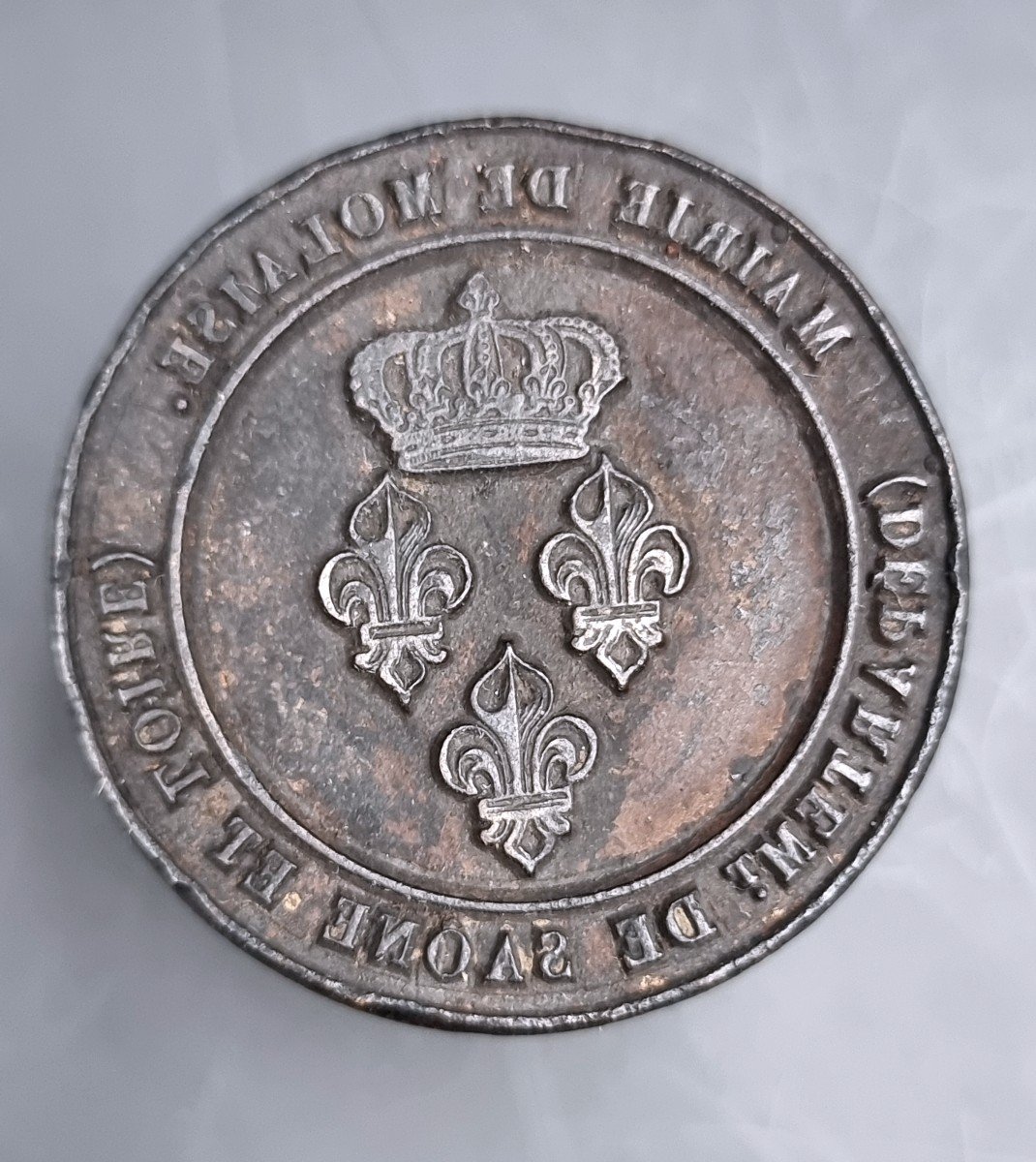 Stamp Seal In Bronze Town Hall Of Molaise Department Of Saône Et Loire Restoration Period Nineteenth-photo-2