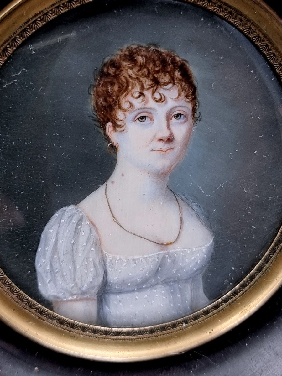 Miniature Jeune Femme d'époque Premier Empire Début XIXe Siècle