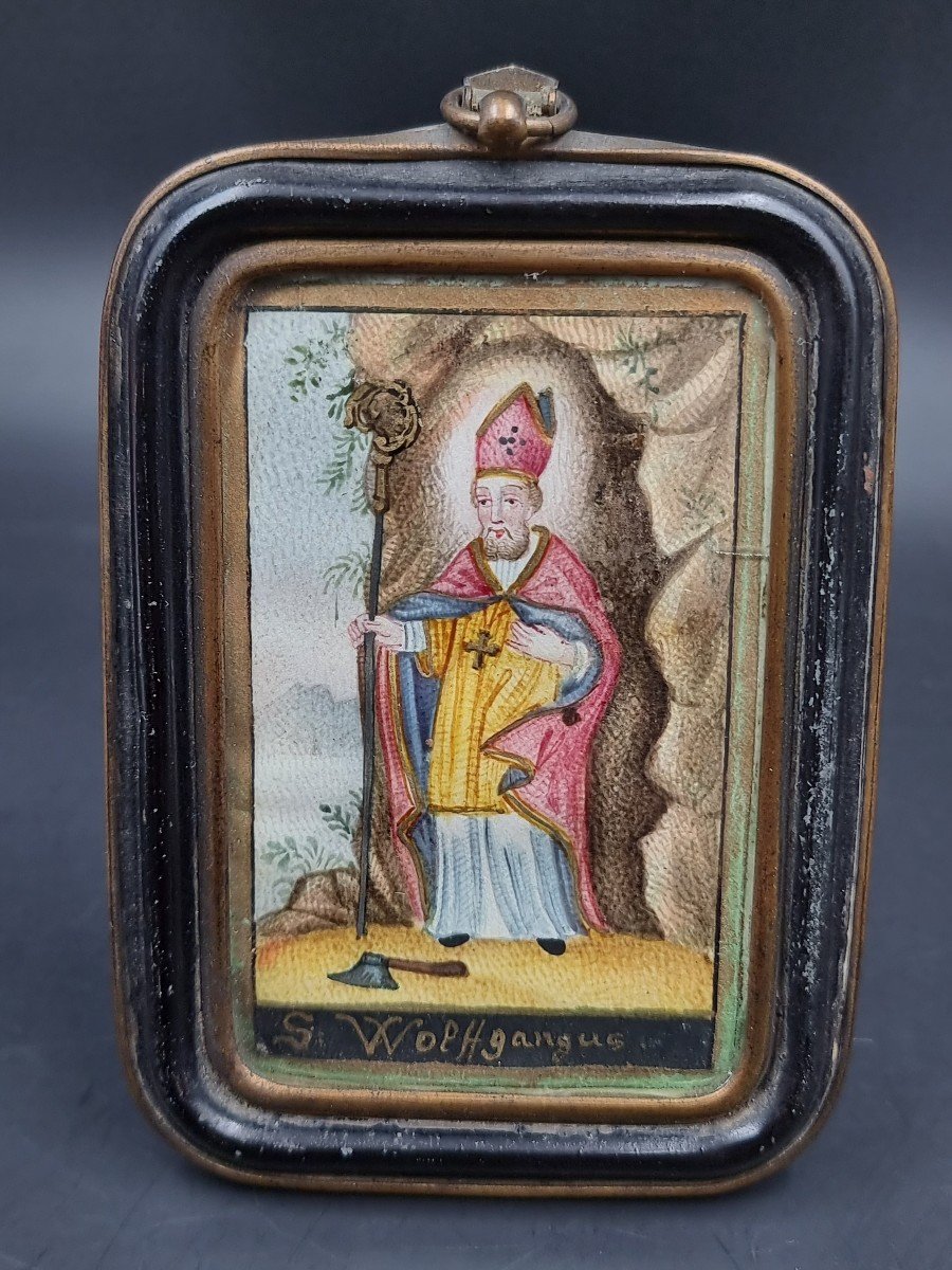 Gouache On Vellum Saint Wolfgang Of Regensburg Bishop Of Bavaria-photo-2