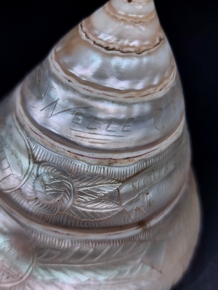 Coquillage Gravé Travail De Bagnard Nouméa Nouvelle Calédonie Voilier  Phare Port Maisons-photo-3