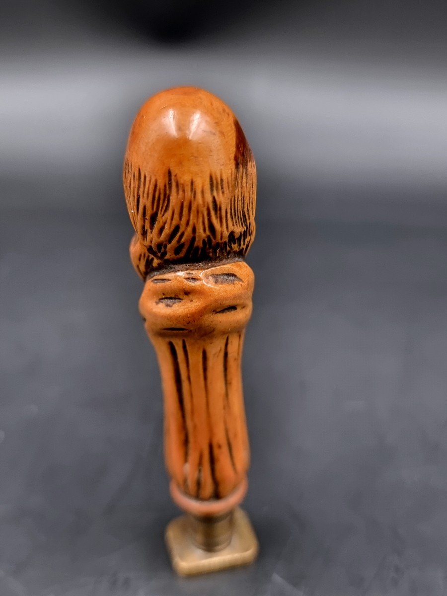 Seal Stamp Matrix Unidentified Coat Of Arms Boxwood Handle Carved With A Character-photo-4