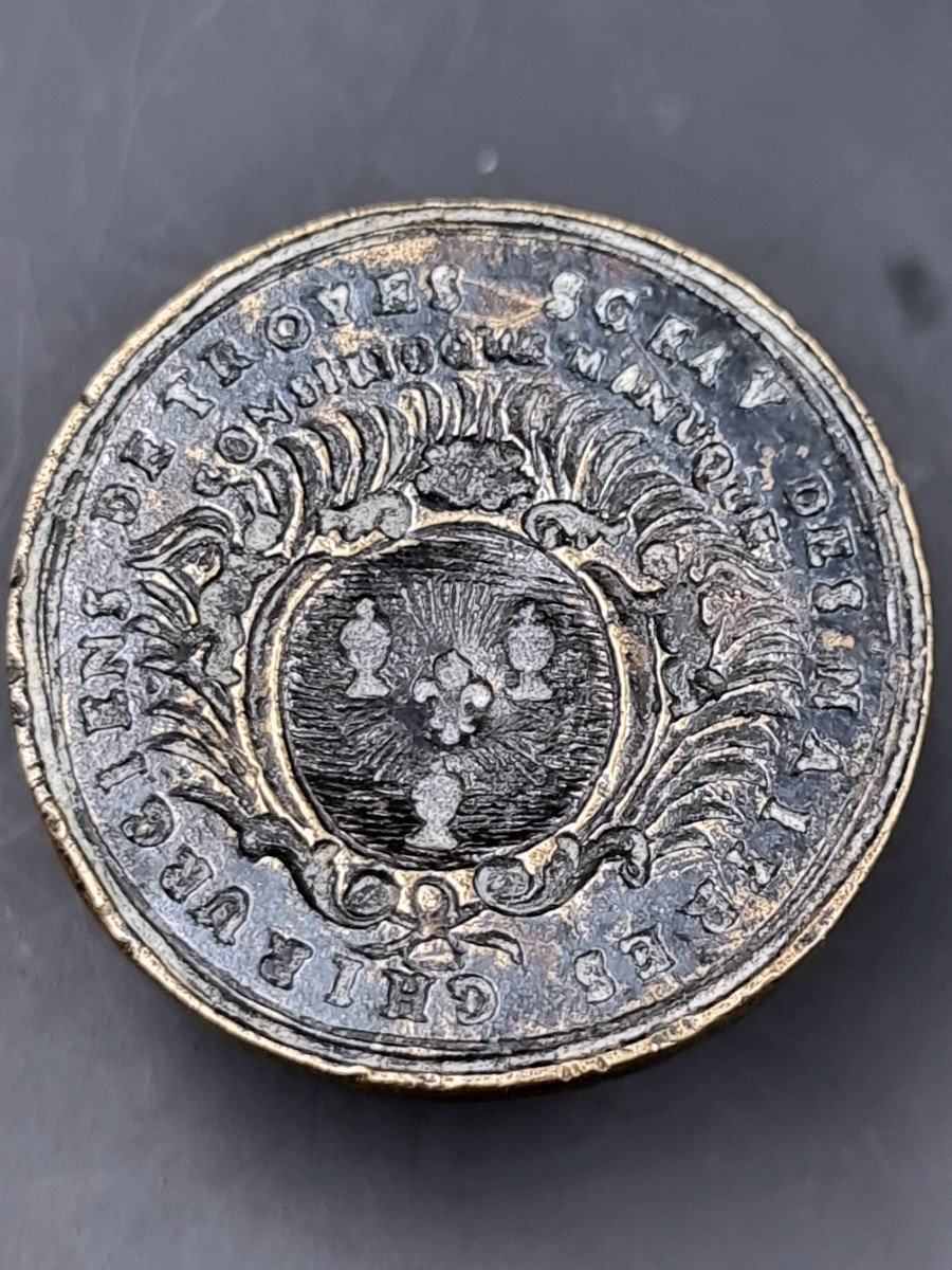 Seal Stamp Matrix Of The Master Surgeons Of Troyes 18th Century Period (extremely Rare)