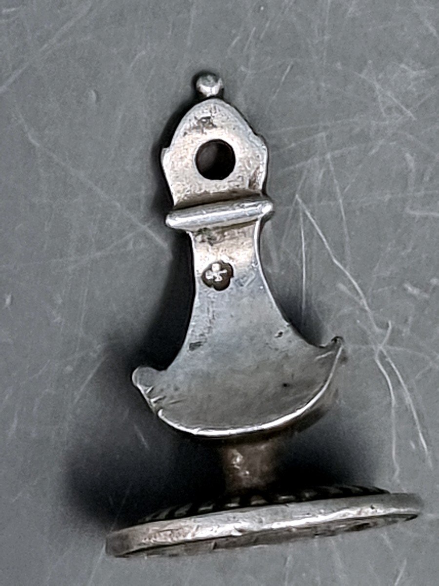Cachet De Pouce Ou De Chatelaine En Argent Armoiries Furand De Rancé époque XVIIIe Siècle-photo-3