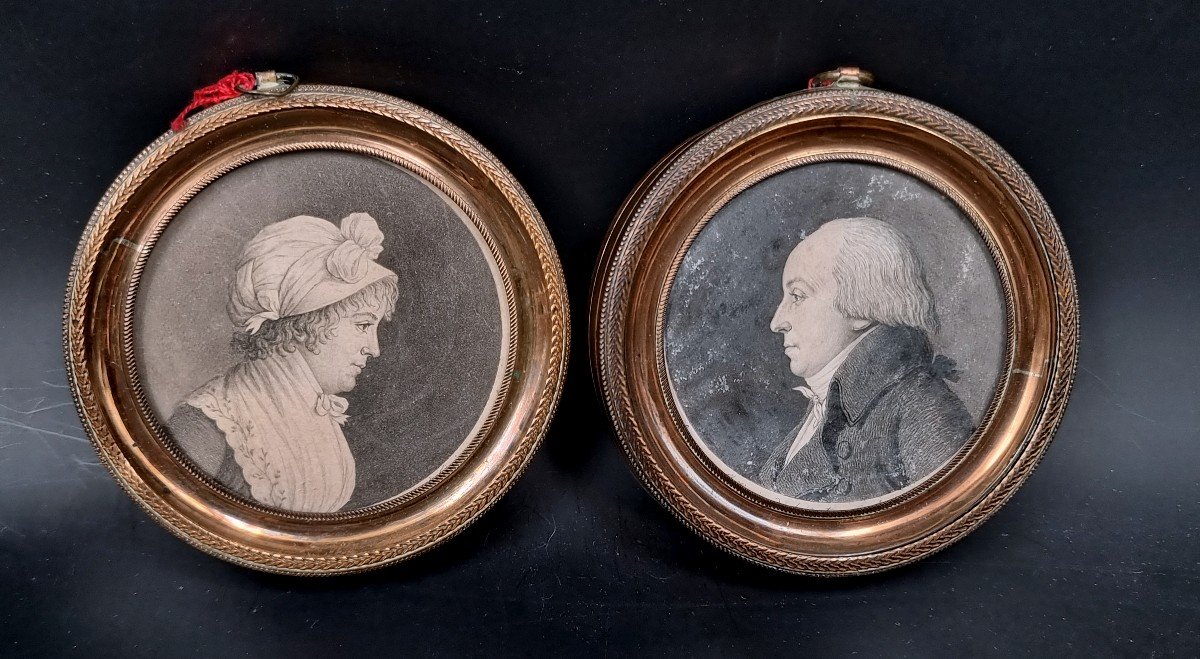 Paire De Physionotraces Mr Et Mme Isnard / Durand 1743 - 1812 Juge Tribunal De La Seine  