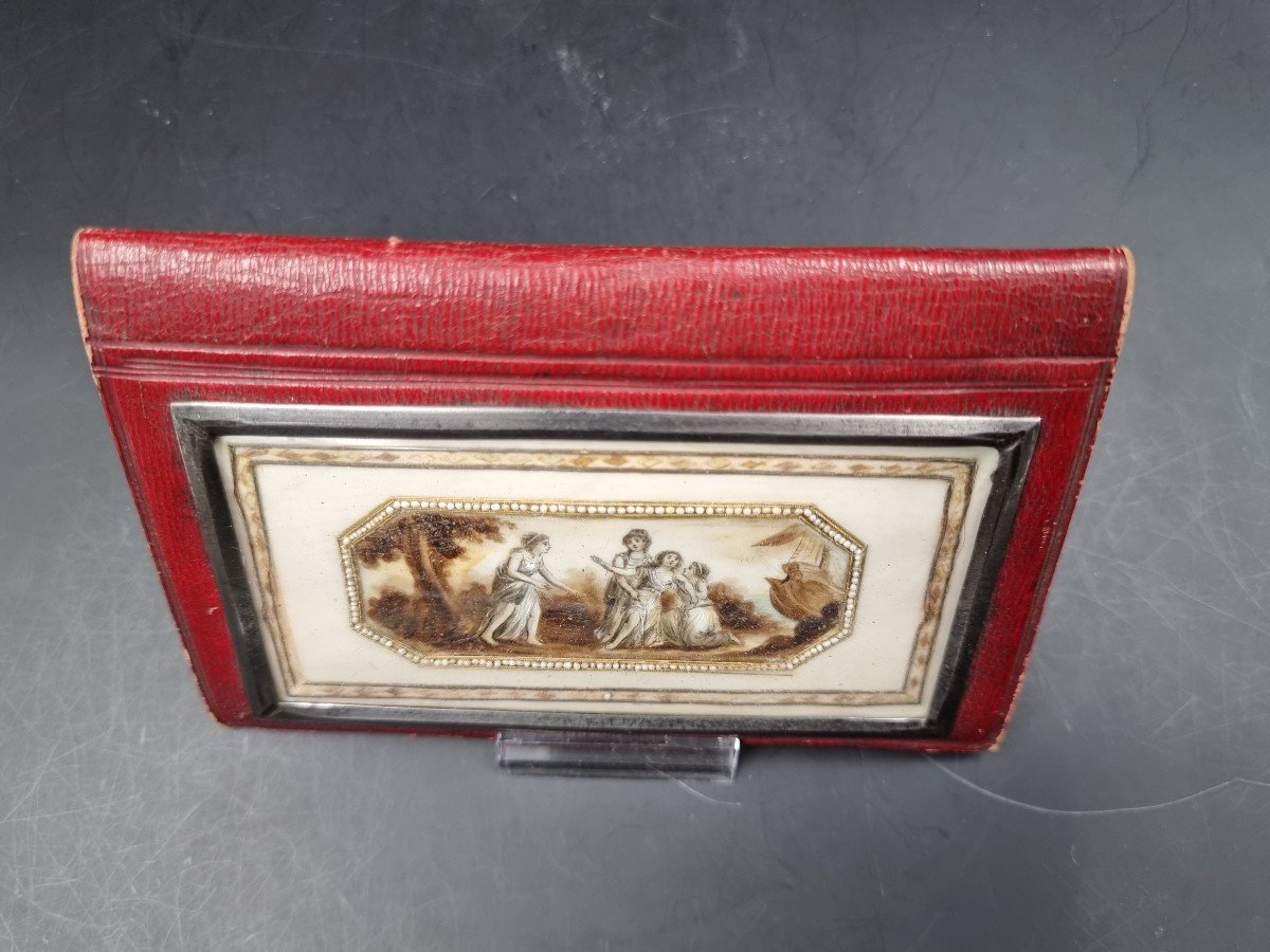 First Empire Period Wallet In Red Leather And Trimmed With A Miniature Steel Clasp-photo-3