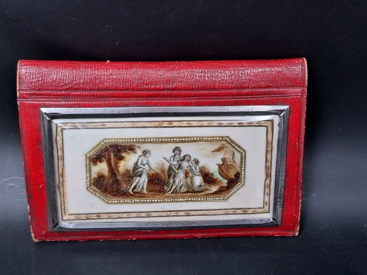 First Empire Period Wallet In Red Leather And Trimmed With A Miniature Steel Clasp