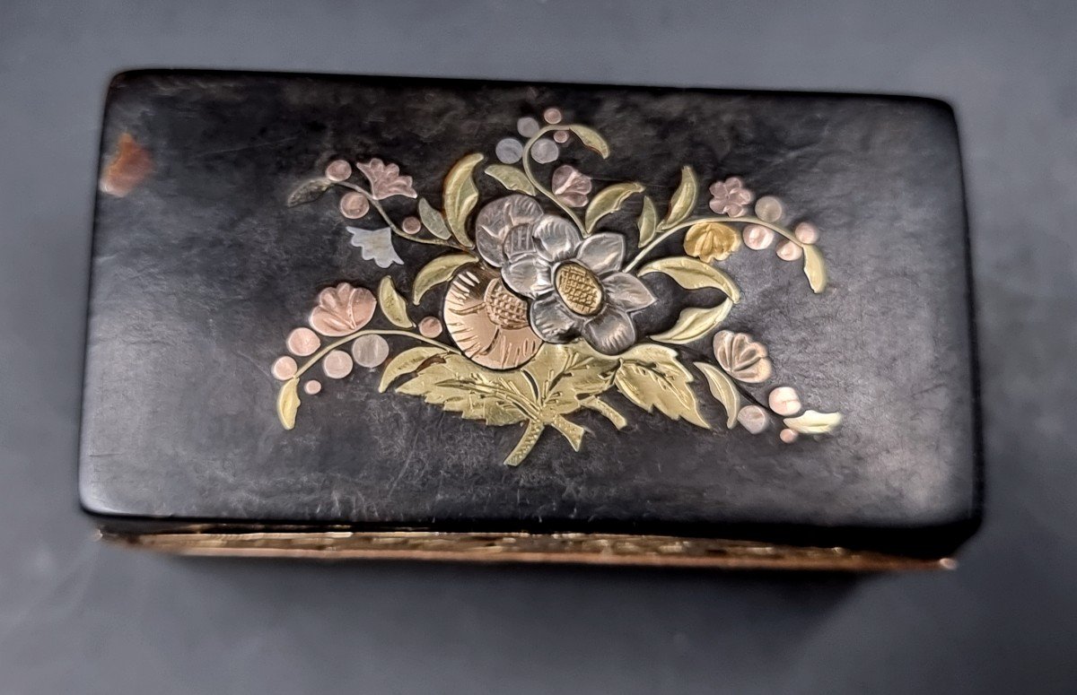 Rectangular Box 18th Century Gold Trim And 3 Tone Gold Inlays -photo-2