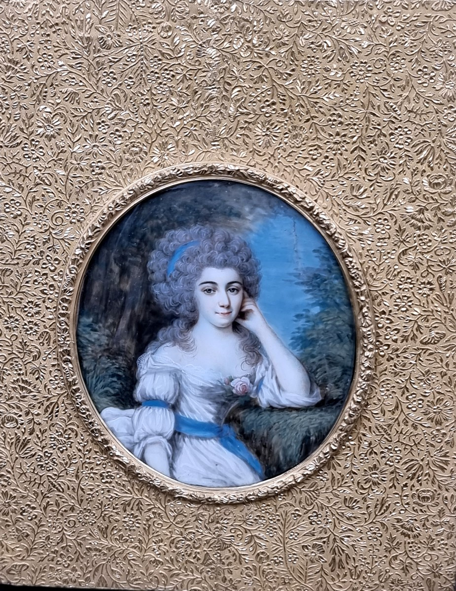 Miniature Of A Young Woman In A Landscape, Louis XVI Period, Madame De Flaghac -photo-2