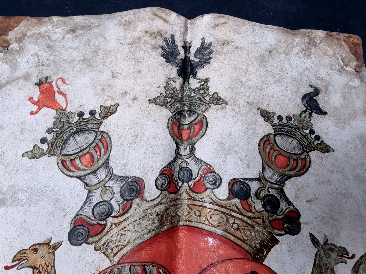 Armoiries Peintes Sur Vélin, Belgique  L. A  De Fromenteau De Ruyff Et J. F Dieudonnée Le Pas-photo-1