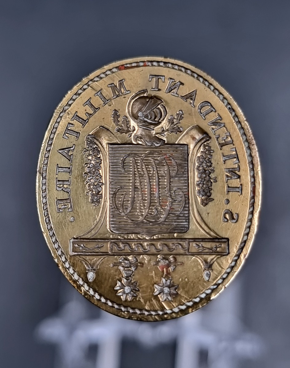 Stamp Seal Matrix Under Military Intendant Monogram Ja Shield Surmounted By A Helmet -photo-2