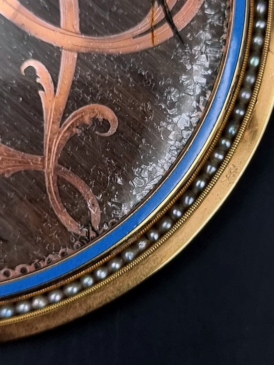 Miniature Portrait Of A Man In A Gold And Pearl Frame, 19th Century-photo-4