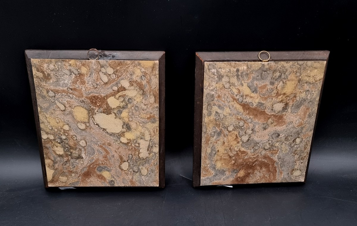 paire de miniatures nature morte aux fruits et fleurs sur un entablement époque XIXe siècle-photo-4