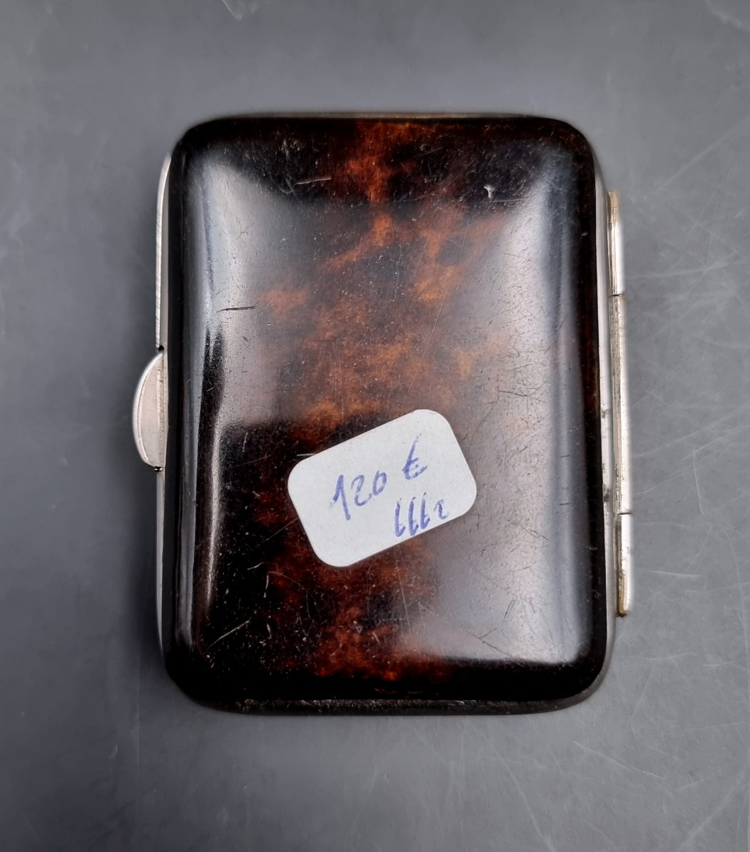 porte monnaie en écaille incrustée d'argent et de nacre-photo-3