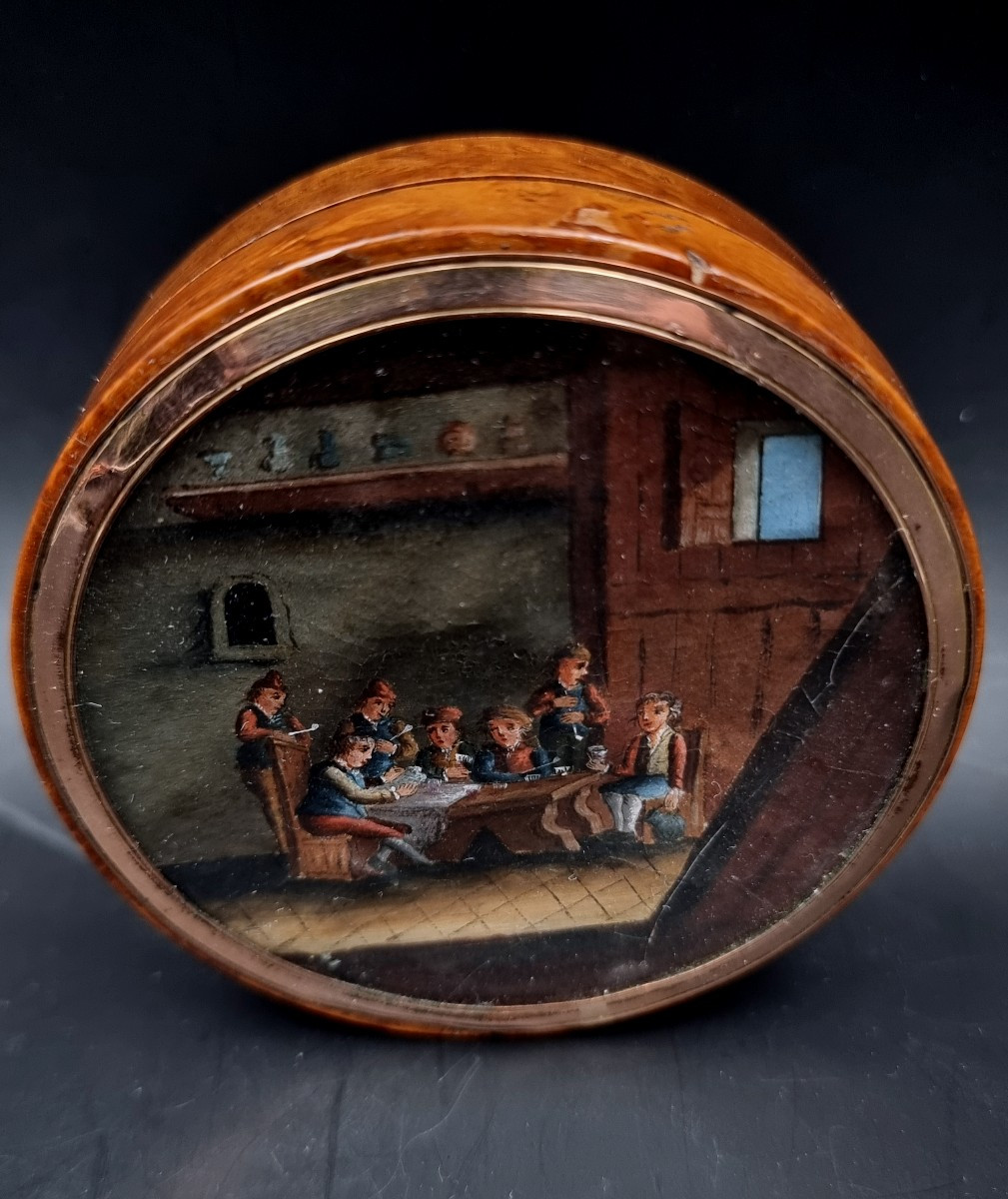 boite avec une miniature d'une scène de révolutionnaire (bonnet phrygien) signée Colin a Troyes-photo-2
