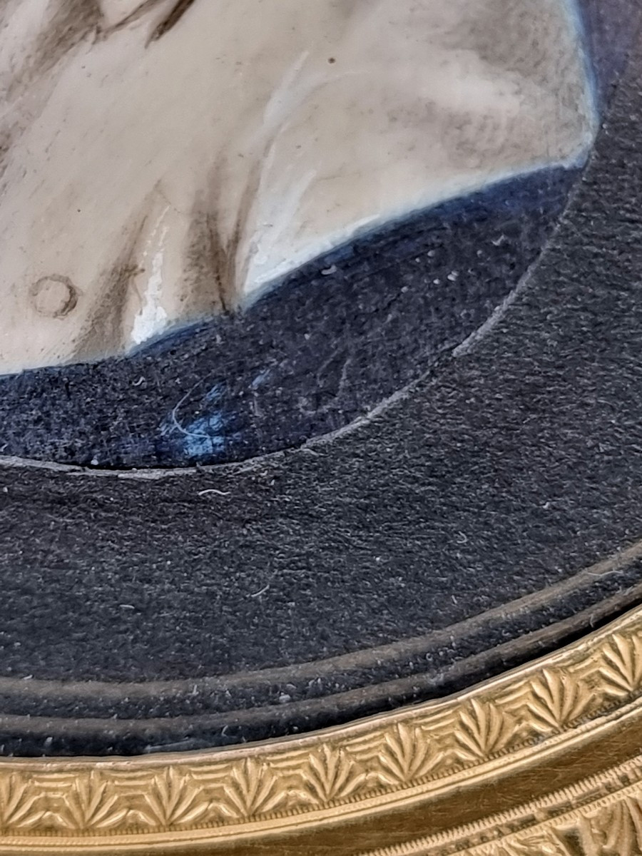 miniature portrait d'homme en grisaille dans un cadre en bronze doré époque XIXème siècle-photo-3