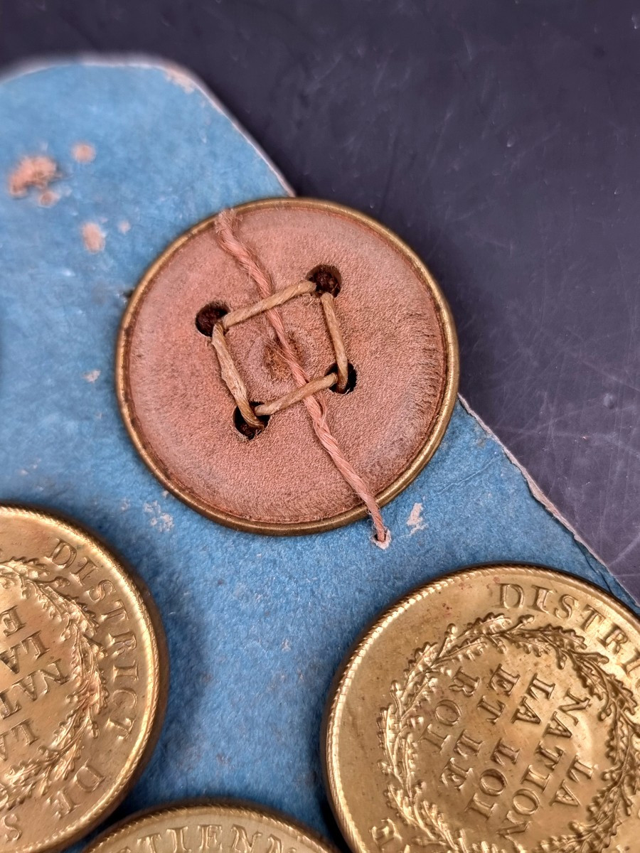 Sheet Of 10 Revolutionary Buttons, District Of St Etienne, The Nation, The Law, The King, Cheek, Wood-photo-1