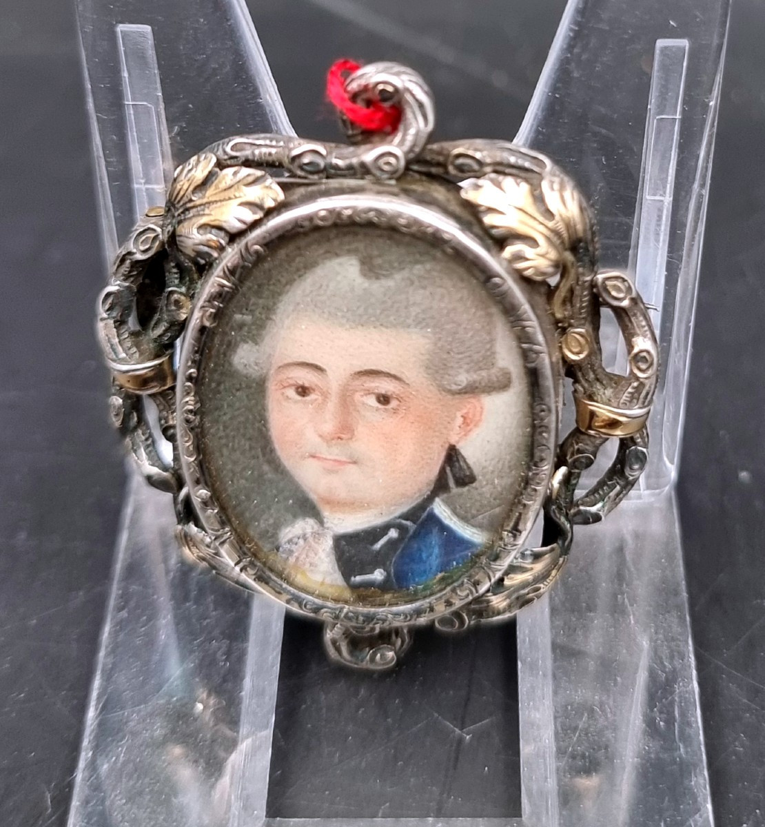 Silver Brooch With Miniature Portrait Of A French Soldier Ancien Régime Louis XVI