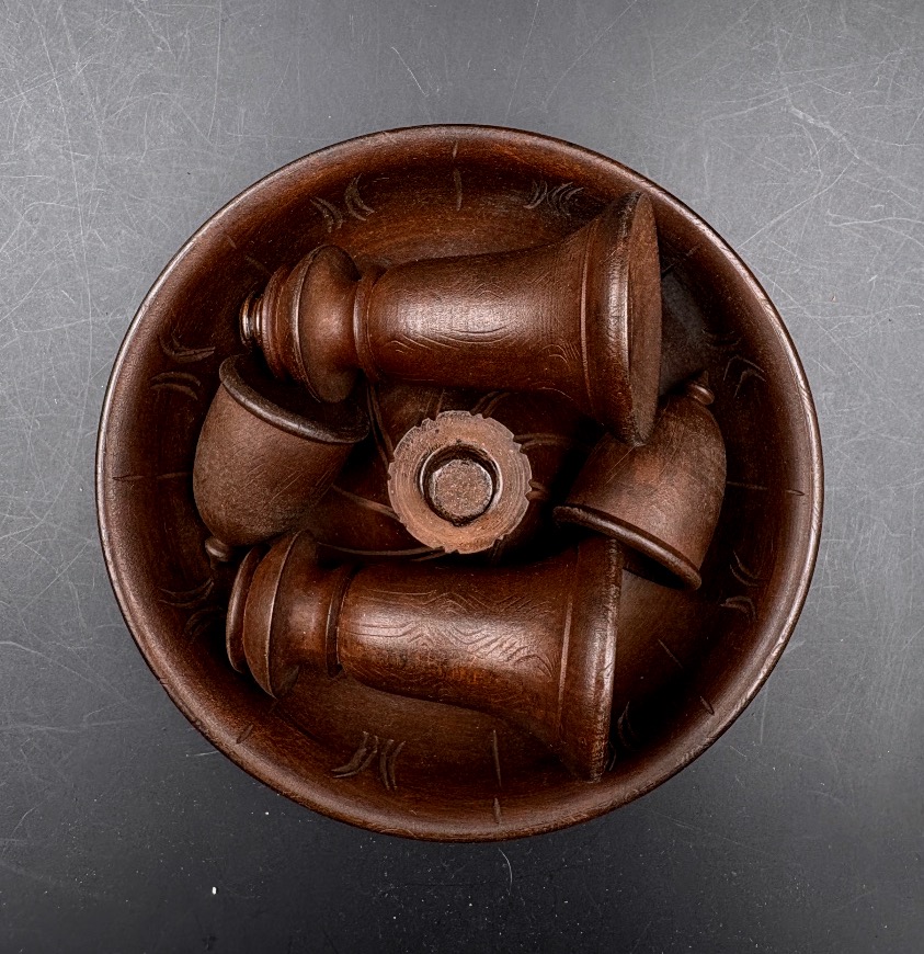 Secret Box With Turned Wooden Travel Candlesticks, Complete With Their Snuffers -photo-3