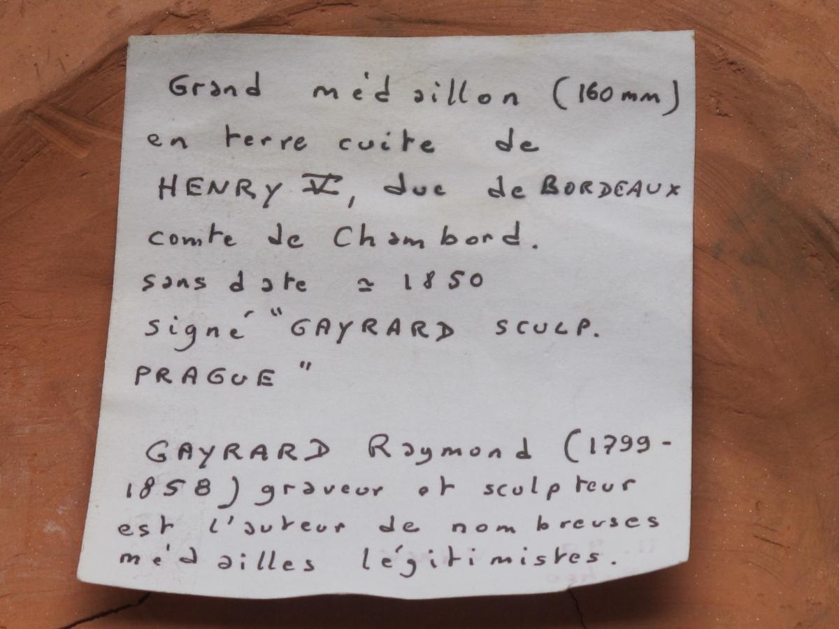 Médaillon En Terre Cuite Henri V Comte De Chambord Par Gayrard-photo-1