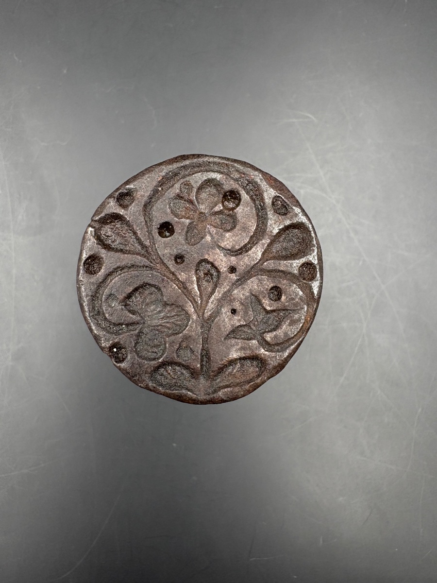 Medieval-era Iron Stamping Die With Floral And Scroll Motifs -photo-3