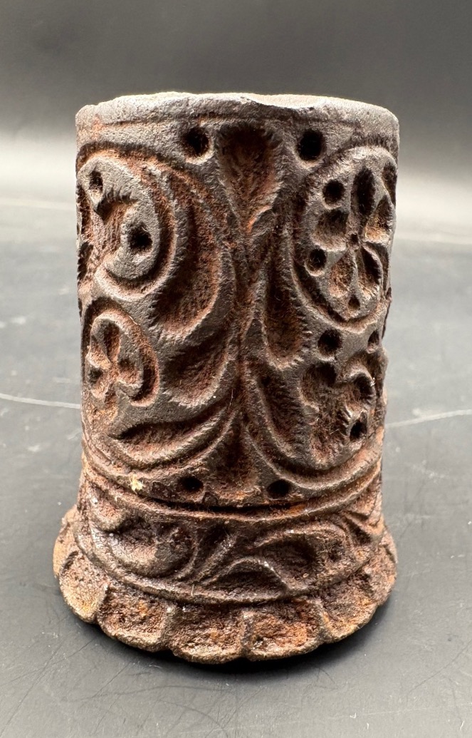Medieval-era Iron Stamping Die With Floral And Scroll Motifs 