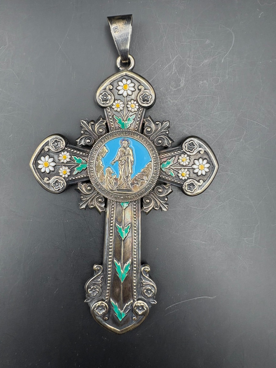 Croix du Chapitre d'AUTUN par Armand Calliat en argent émaillé dans ce écrin d'origine-photo-4