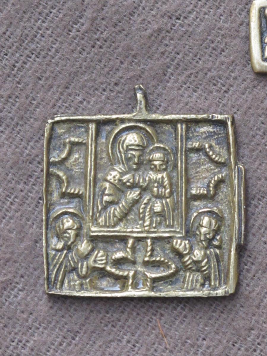 Croix Et Médaillon Russe En Bronze époque Début XIX Siècle-photo-2