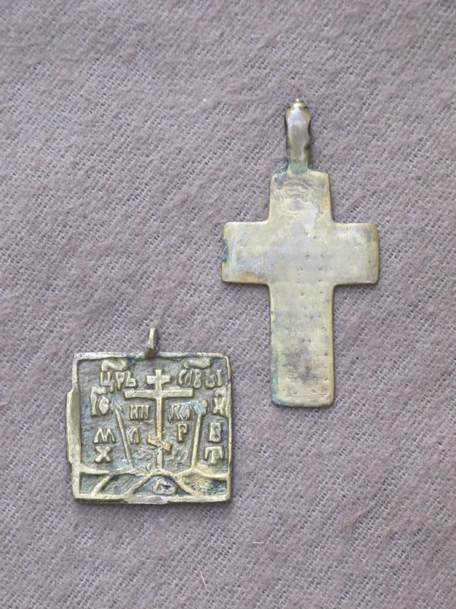 Croix Et Médaillon Russe En Bronze époque Début XIX Siècle-photo-4