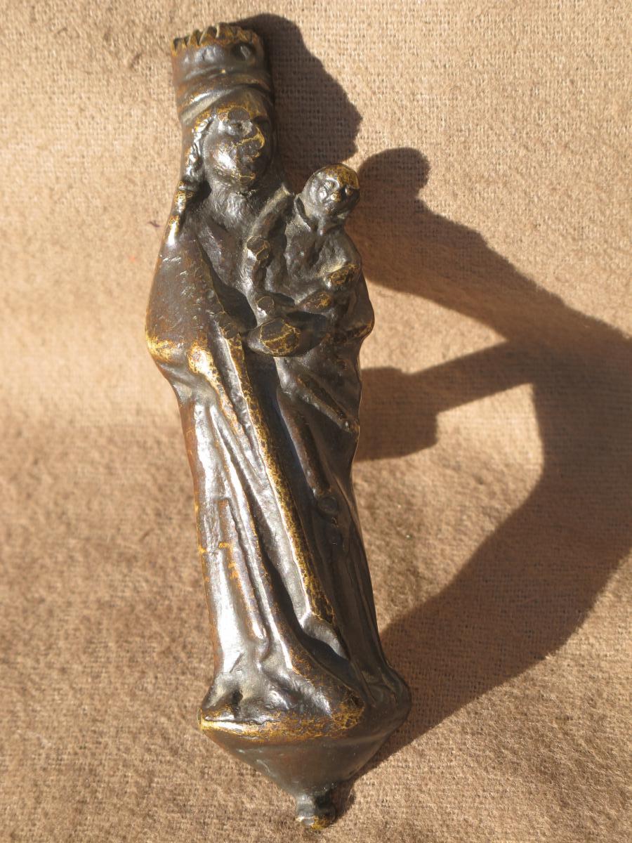 Vierge d'Applique En Bronze époque XVII ème Siècle France-photo-4